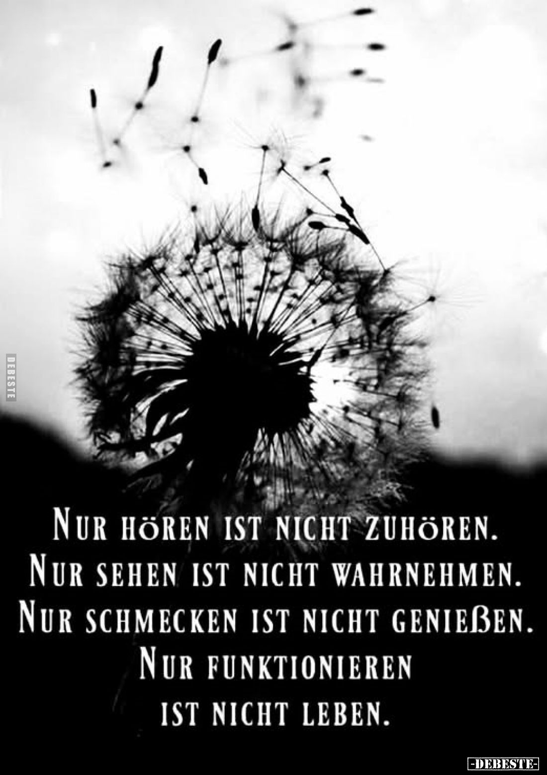 Nur hören ist nicht zuhören. Nur sehen ist nicht wahrnehmenν. Nur schmecken ist nicht genießen. Nur funktionieren ist nicht l...