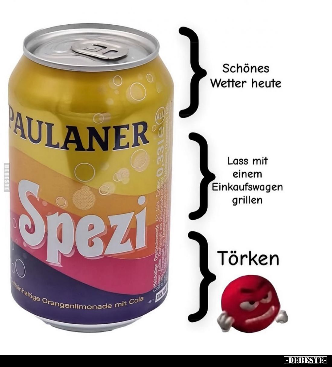 Schönes Wetter heute. -
Lass mit einem Einkaufswagen grillen. -
Törken.