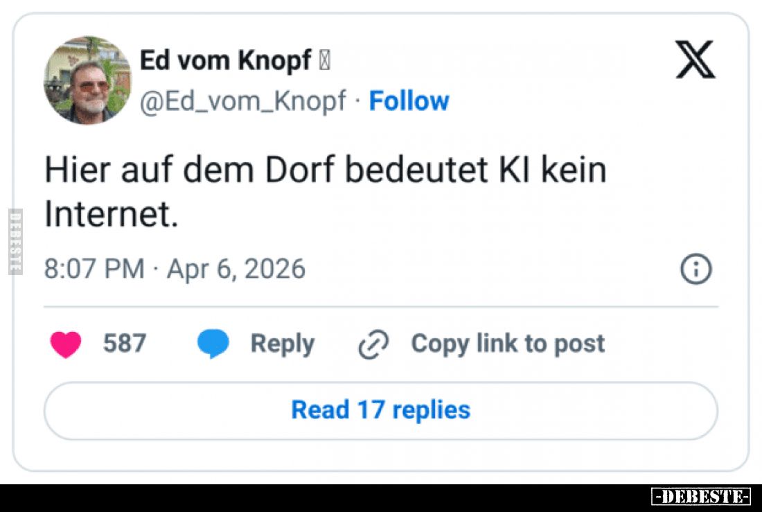 Hier auf dem Dorf bedeutet KI kein Internet... - Lustige Bilder | DEBESTE.de
