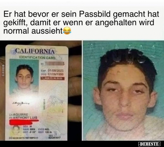 Er hat bevor er sein Passbild gemacht hat gekifft, damit er.. - Lustige Bilder | DEBESTE.de