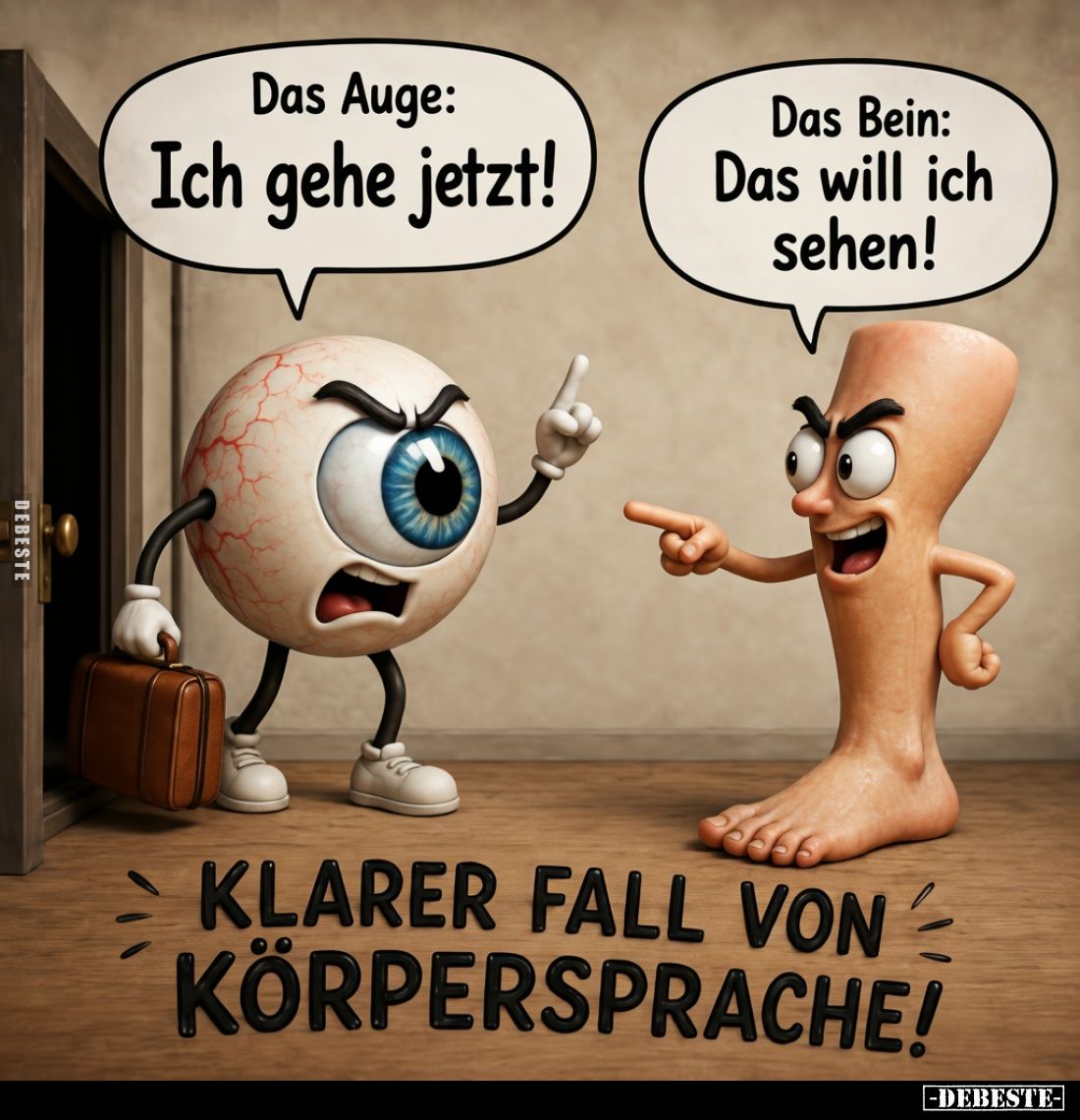 Das Auge:
Ich gehe jetzt!

Das Bein:
Das will ich sehen!

KLARER FALL VON
KÖRPERSPRACHE!