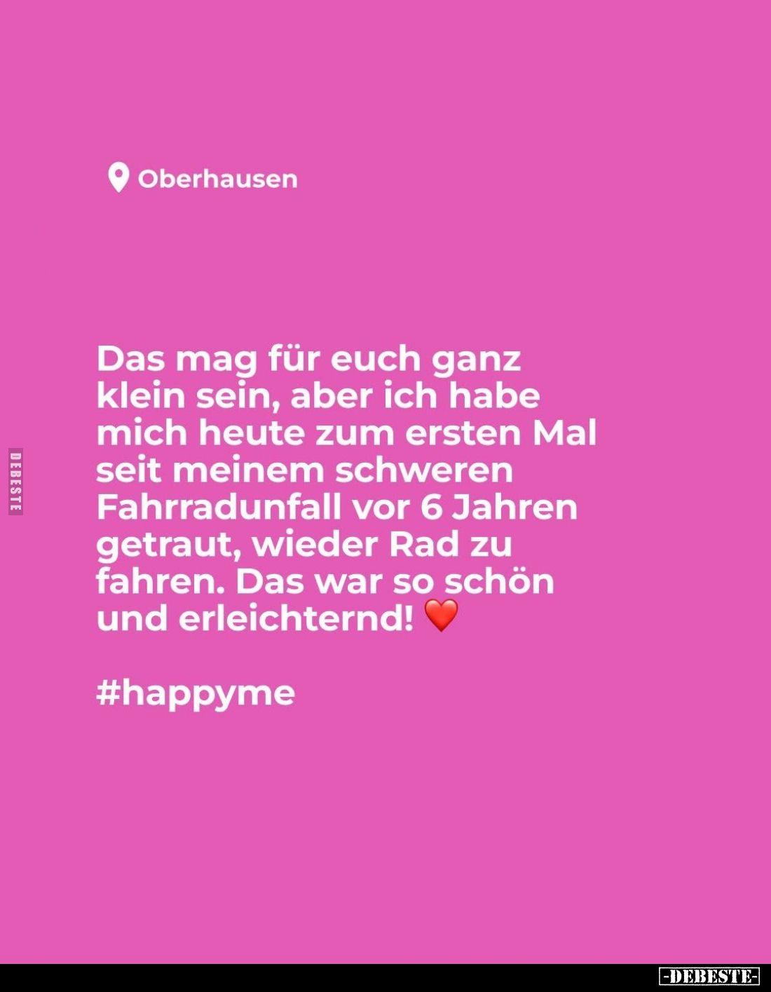 Das mag für euch ganz klein sein, aber ich habe mich heute zum ersten Mal seit meinem schweren Fahrradunfall vor 6 Jahren get...
