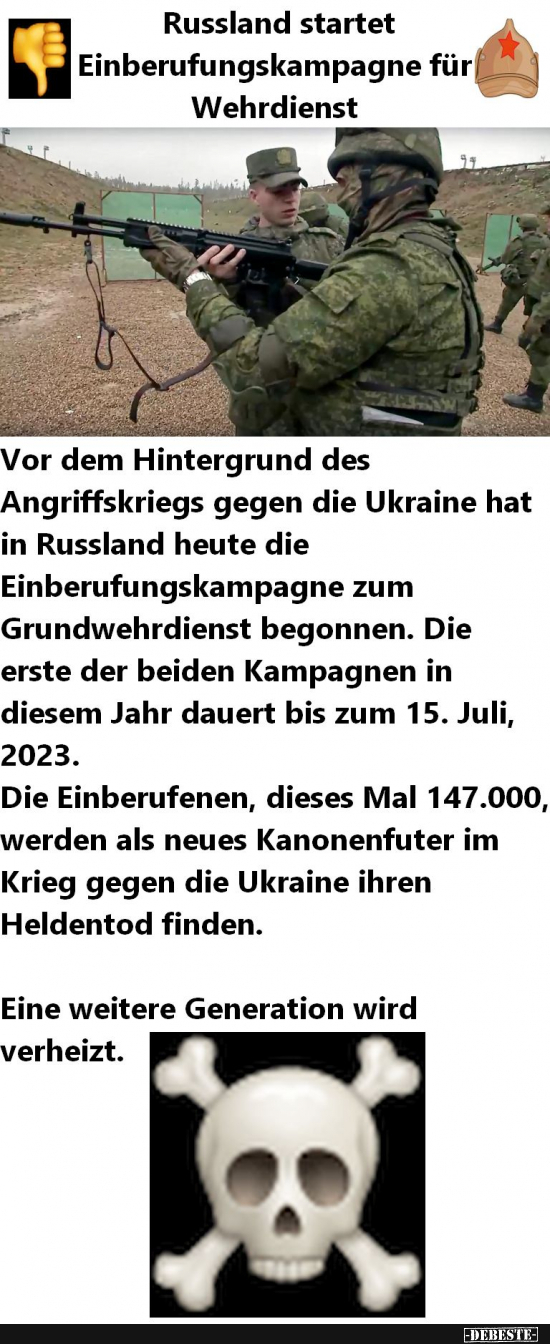 Putin schickt per Dekret neues Kanonenfutter in der ukrainischen Fleischwolf! - Lustige Bilder | DEBESTE.de