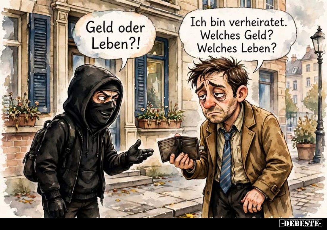 Geld oder Leben?! -
Ich bin verheiratet. Welches Geld?
Welches Leben?