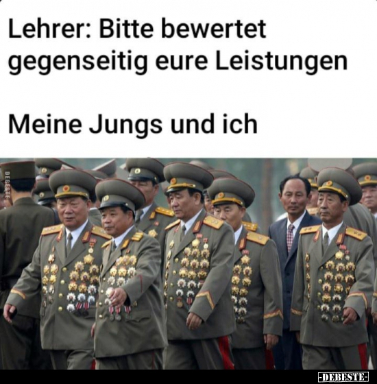 Lehrer: Bitte bewertet gegenseitig eure Leistungen..