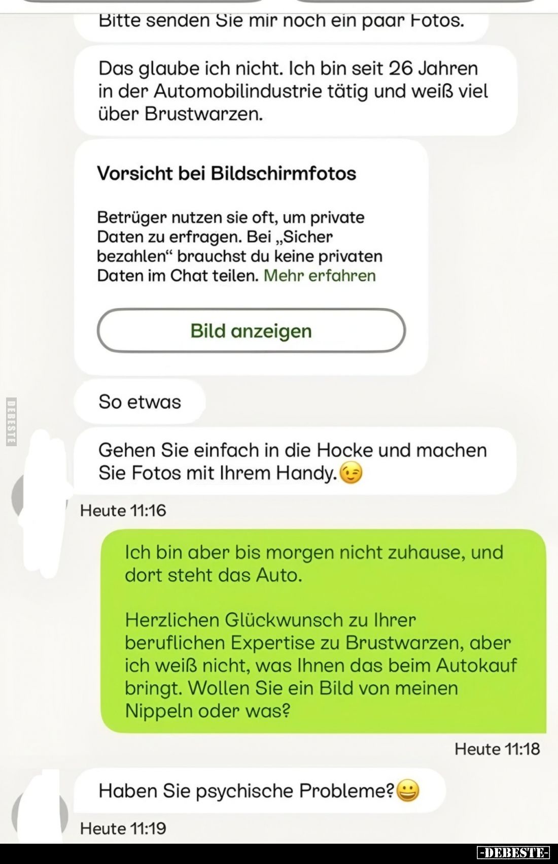Bitte senden Sie mir noch ein paar Fotos.
Das glaube ich nicht. Ich bin seit 26 Jahren in der Automobilindustrie tätig und w...