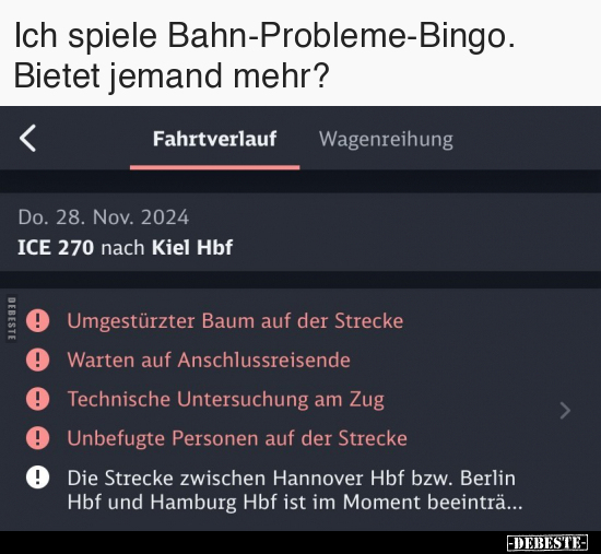 Ich spiele Bahn-Probleme-Bingo. Bietet jemand mehr?.. - Lustige Bilder | DEBESTE.de