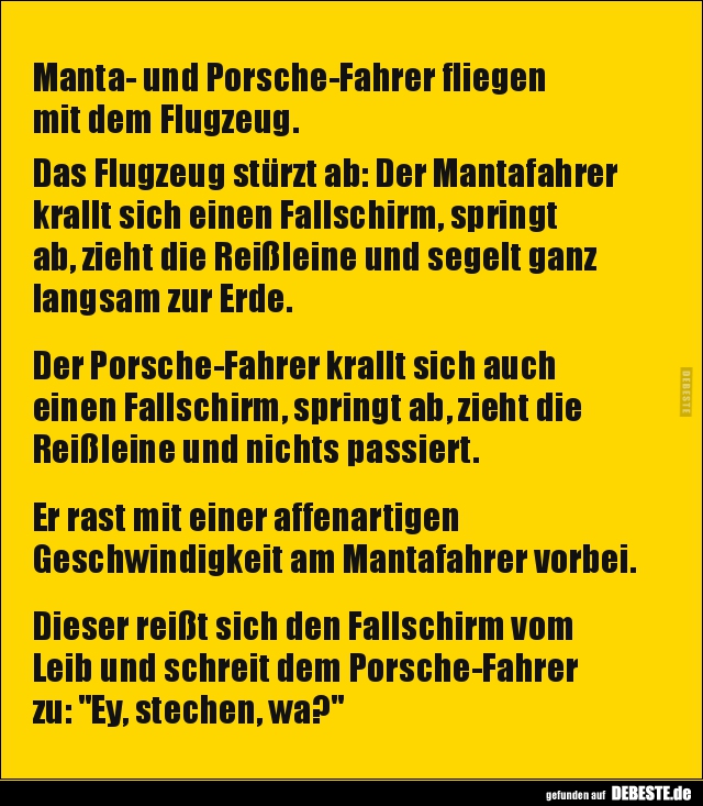 Manta- und Porsche-Fahrer fliegen mit dem Flugzeug.. - Lustige Bilder | DEBESTE.de