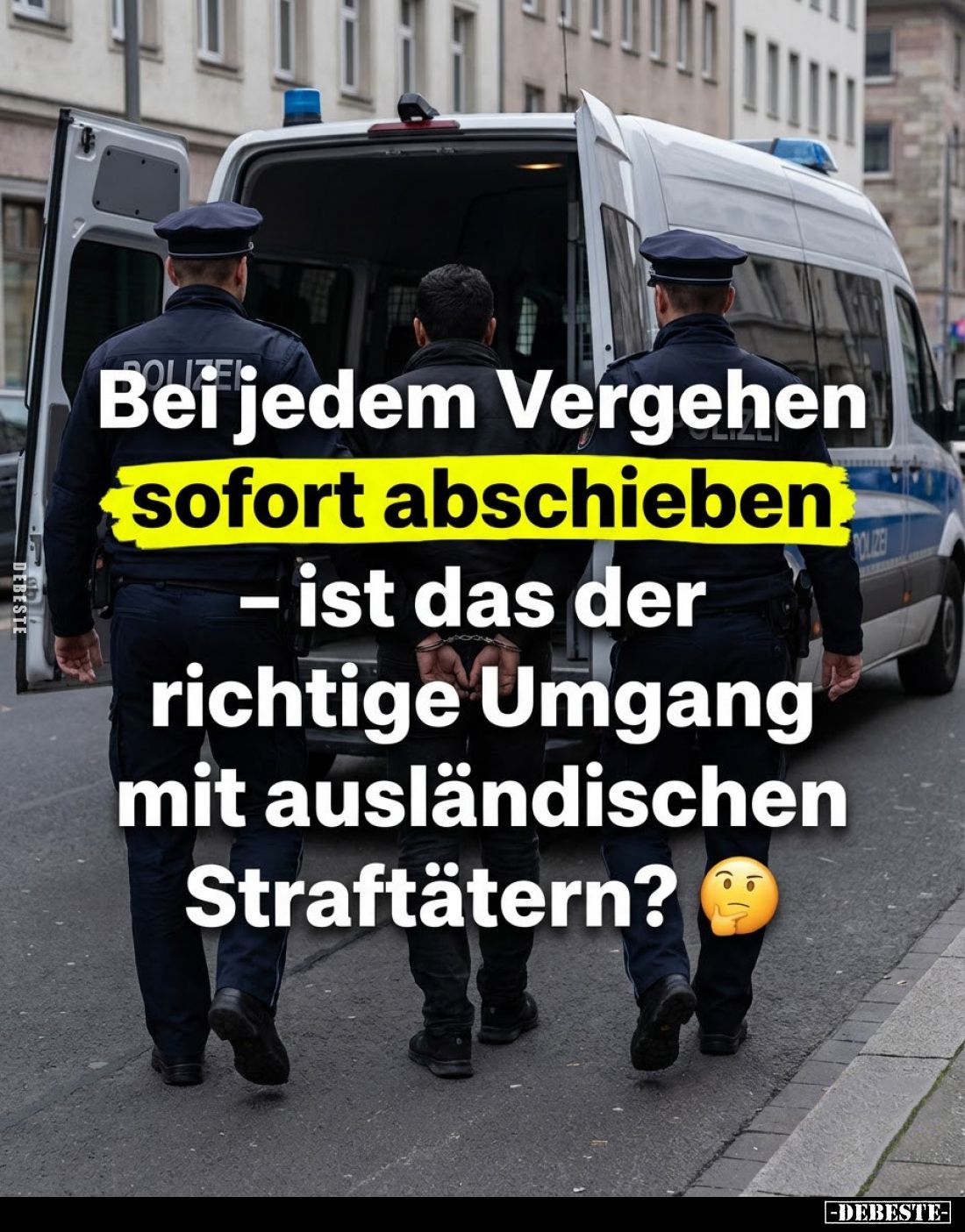 Bei jedem Vergehen
sofort abschieben
- ist das der richtige Umgang mit ausländischen Straftätern?