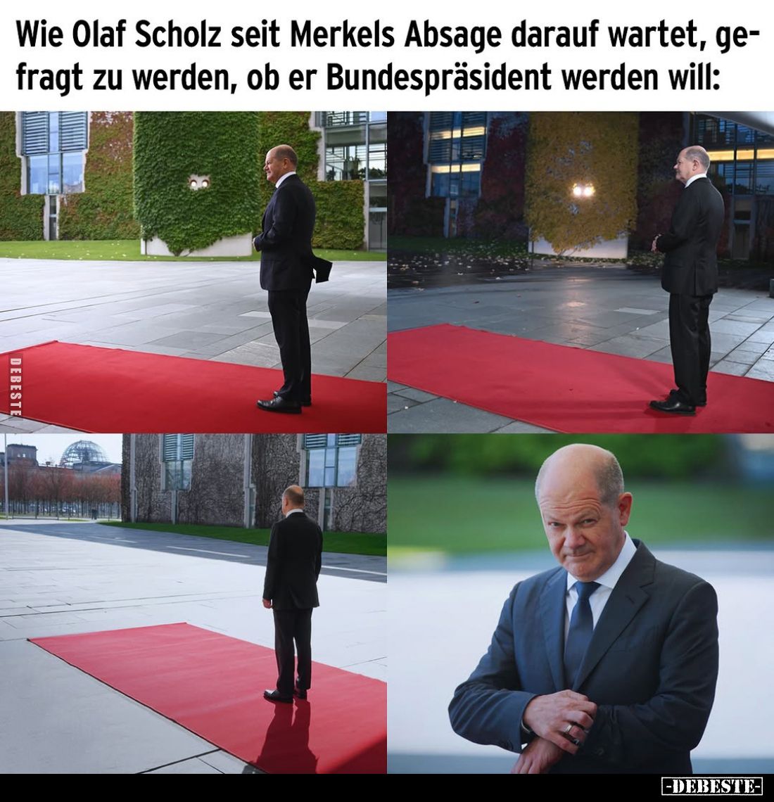 Wie Olaf Scholz seit Merkels Absage darauf wartet, gefragt zu werden, ob er Bundespräsident werden will: