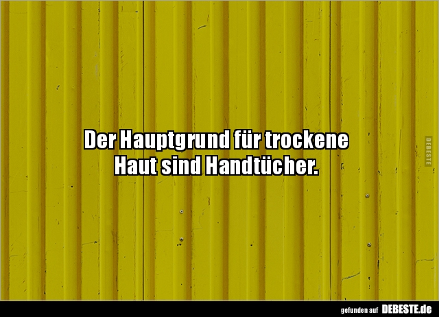 Der Hauptgrund für trockene Haut sind Handtücher... - Lustige Bilder | DEBESTE.de