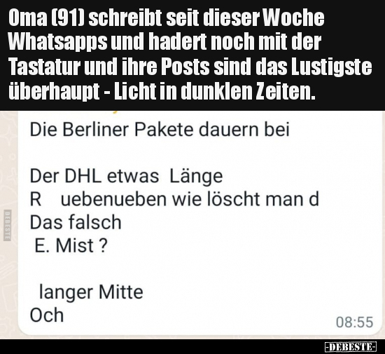 Oma (91) schreibt seit dieser Woche Whatsapps und hadert.. - Lustige Bilder | DEBESTE.de