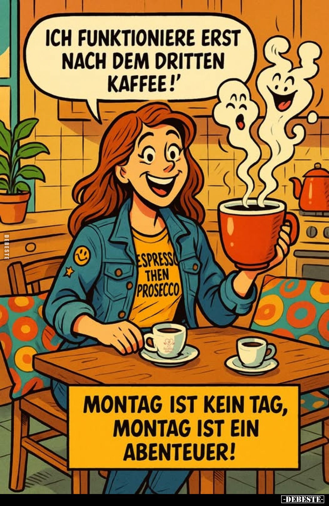 Ich funktioniere erst nach dem dritten Kaffee!
-
Montag ist kein Tag, Montag ist ein Abenteuer!