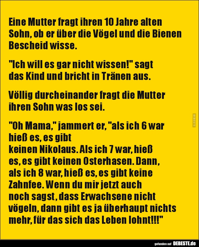 Eine Mutter fragt ihren 10 Jahre alten Sohn, ob er über die.. - Lustige Bilder | DEBESTE.de