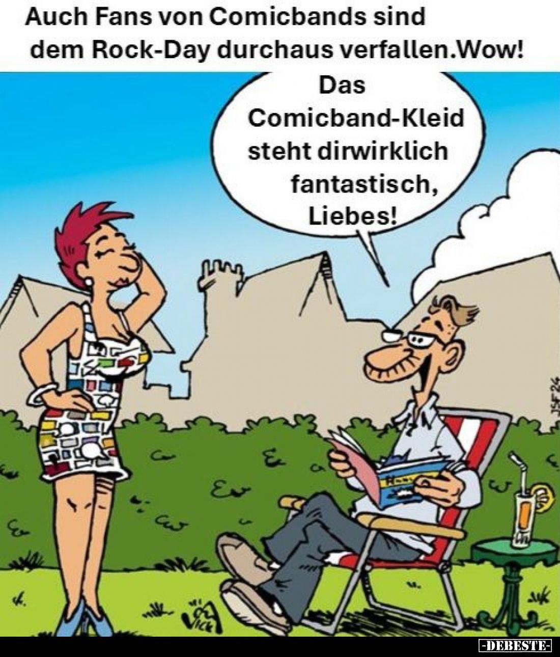Auch Fans von Comicbands sind dem Rock-Day durchaus verfallen. Wow!
-
Das Comicband-Kleid steht dirwirklich fantastisch, Li...