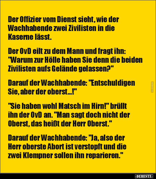 Der Offizier vom Dienst sieht, wie der Wachhabende zwei.. - Lustige Bilder | DEBESTE.de