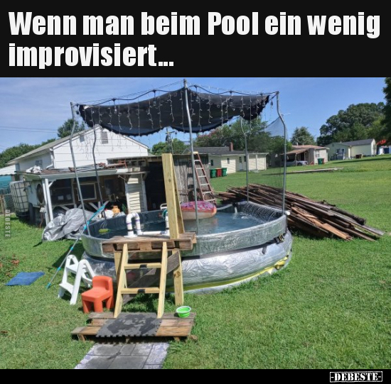 Wenn man beim Pool ein wenig improvisiert... - Lustige Bilder | DEBESTE.de