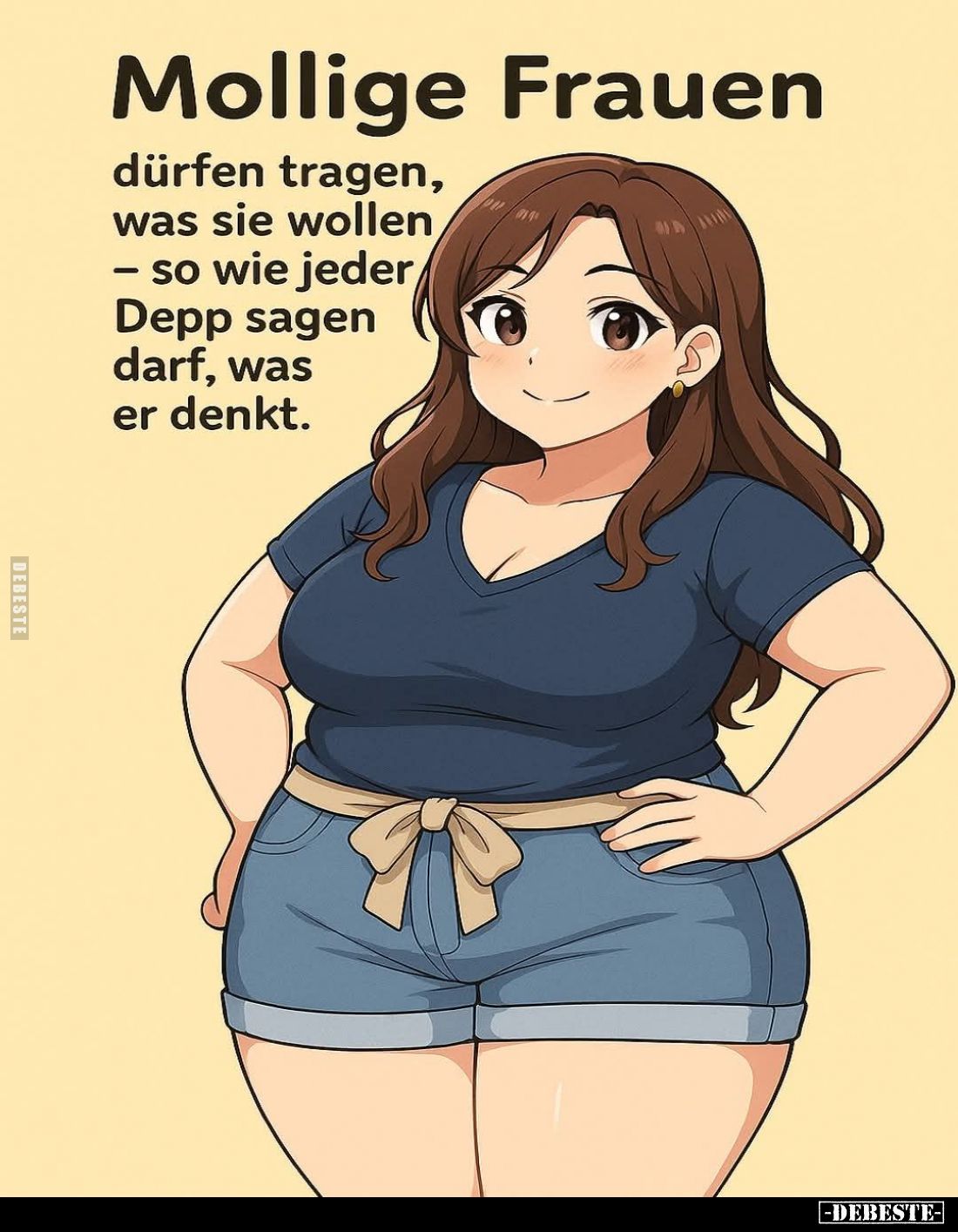 Mollige Frauen
dürfen tragen, was sie wollen so wie jeder Depp sagen darf, was er denkt.