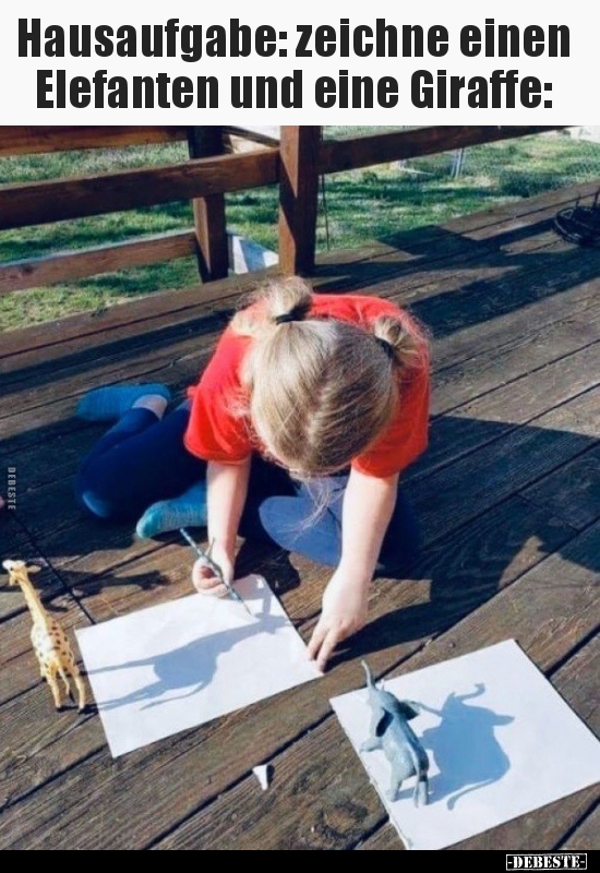 Hausaufgabe: zeichne einen Elefanten und eine Giraffe.. - Lustige Bilder | DEBESTE.de