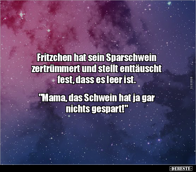 Fritzchen hat sein Sparschwein zertrümmert und stellt.. - Lustige Bilder | DEBESTE.de