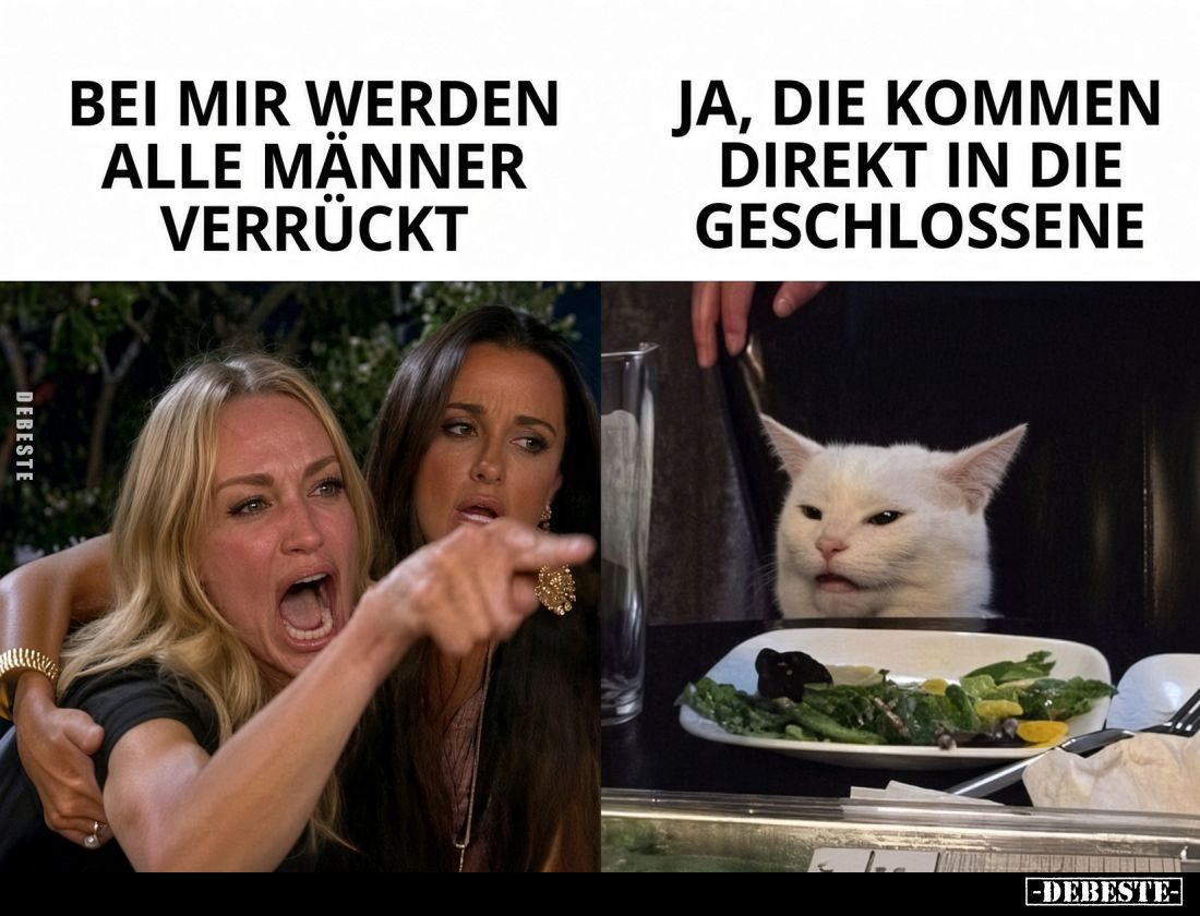 Bei mir werden alle Männer verrückt. -
Ja, die kommen direkt in die Geschlossene.
