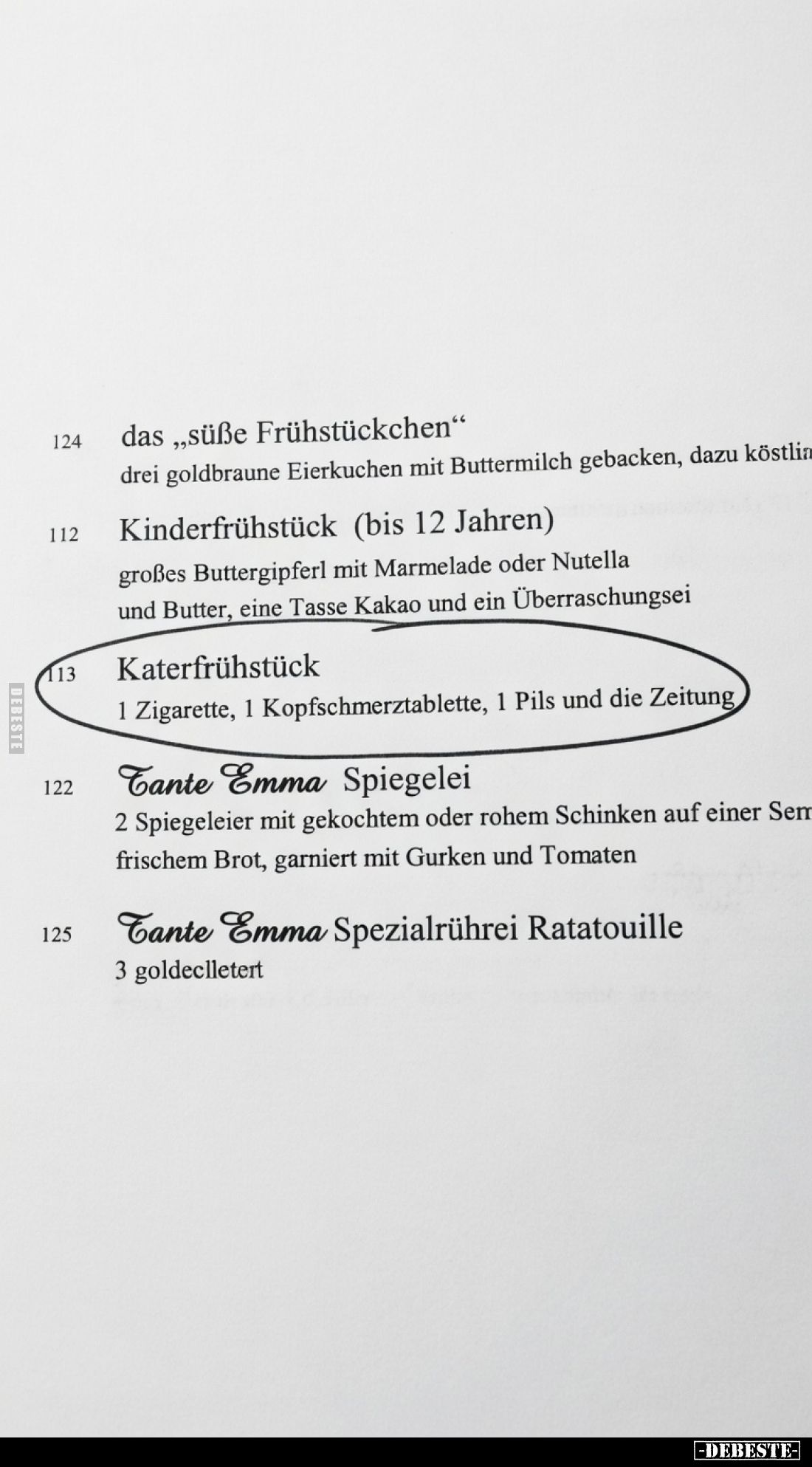 Das „süße Frühstückchen“:
drei goldbraune Eierkuchen mit Buttermilch gebacken, dazu köstliches Obst.
Kinderfrühstück (bis...