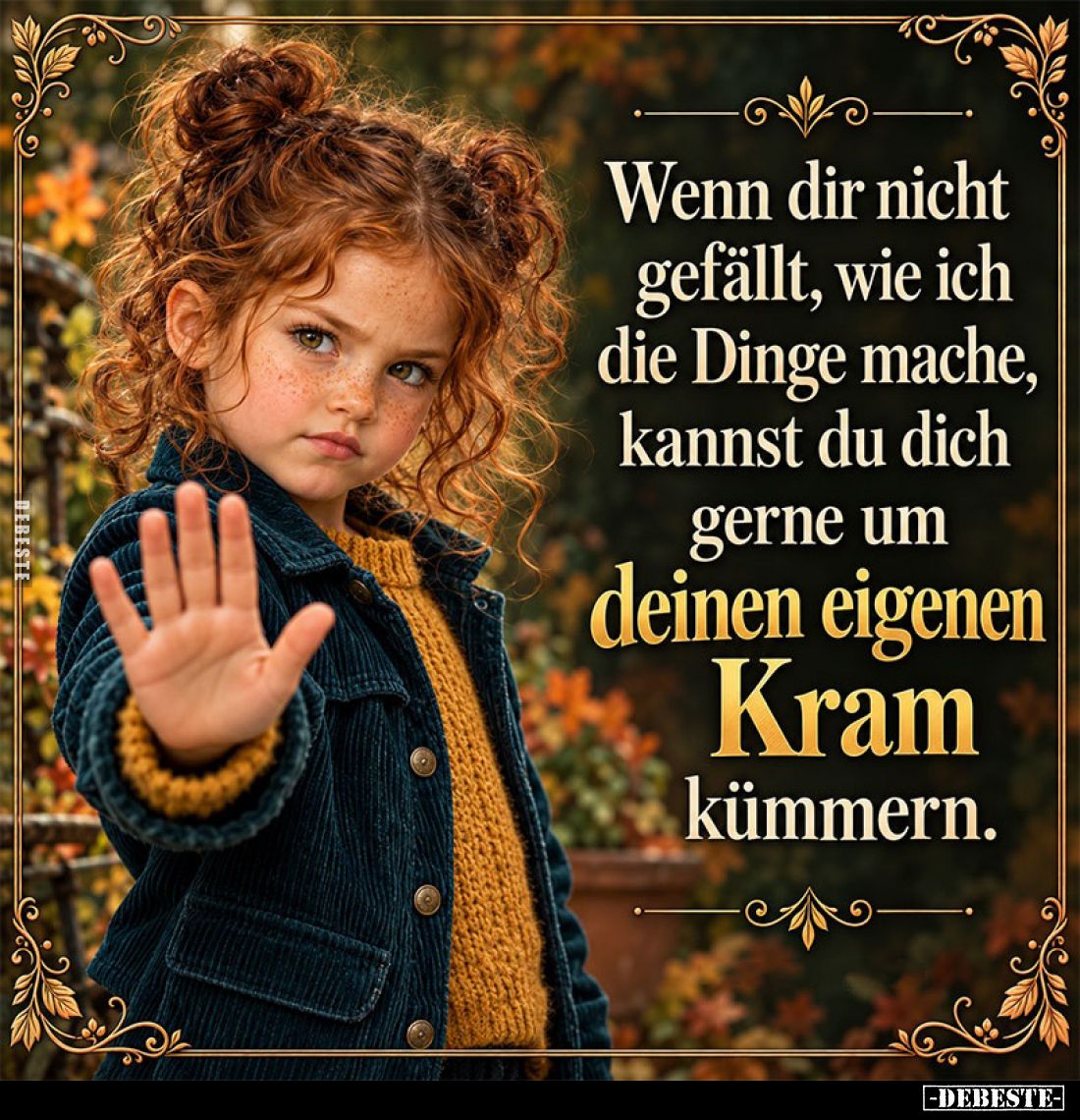 Wenn dir nicht gefällt, wie ich die Dinge mache, kannst du dich gerne um deinen eigenen Kram kümmern.