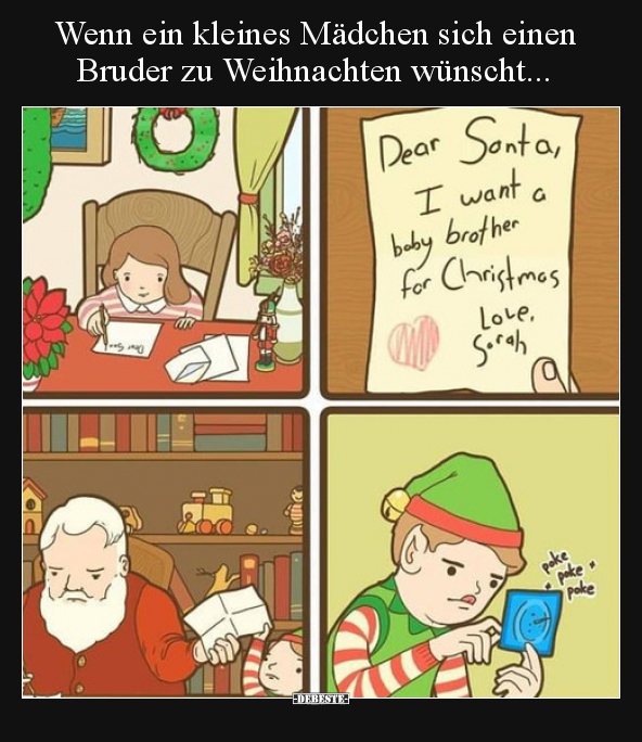 Wenn ein kleines Mädchen sich einen Bruder zu Weihnachten..