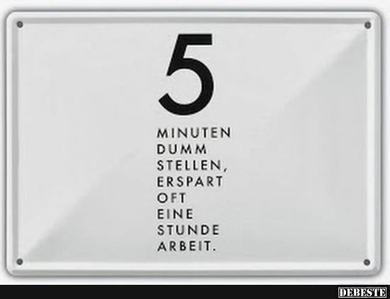 5 Minuten dumm stellen erspart oft eine Stunde Arbeit. - Lustige Bilder | DEBESTE.de