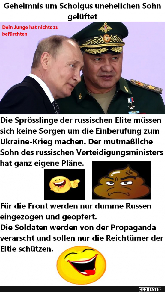 Putin und sein Bauingenieur schicken niemals ihre Kinder in den Krieg - Lustige Bilder | DEBESTE.de