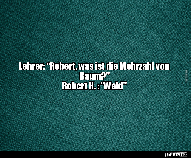 Lehrer: "Robert, was ist die Mehrzahl von Baum?” Robert H..." - Lustige Bilder | DEBESTE.de
