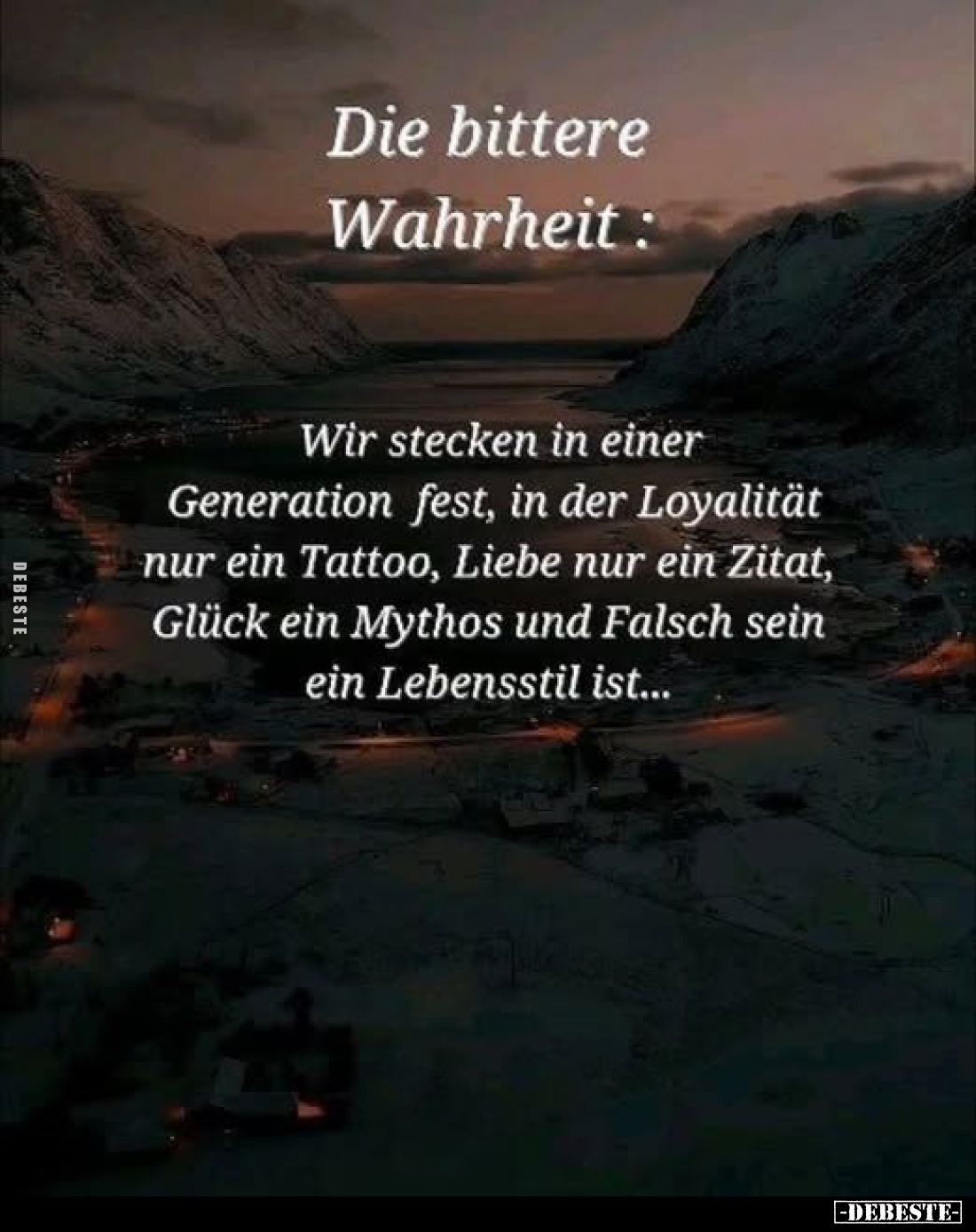 Die bittere Wahrheit:
Wir stecken in einer Generation fest, in der Loyalität nur ein Tattoo, Liebe nur ein Zitat, Glück ein ...