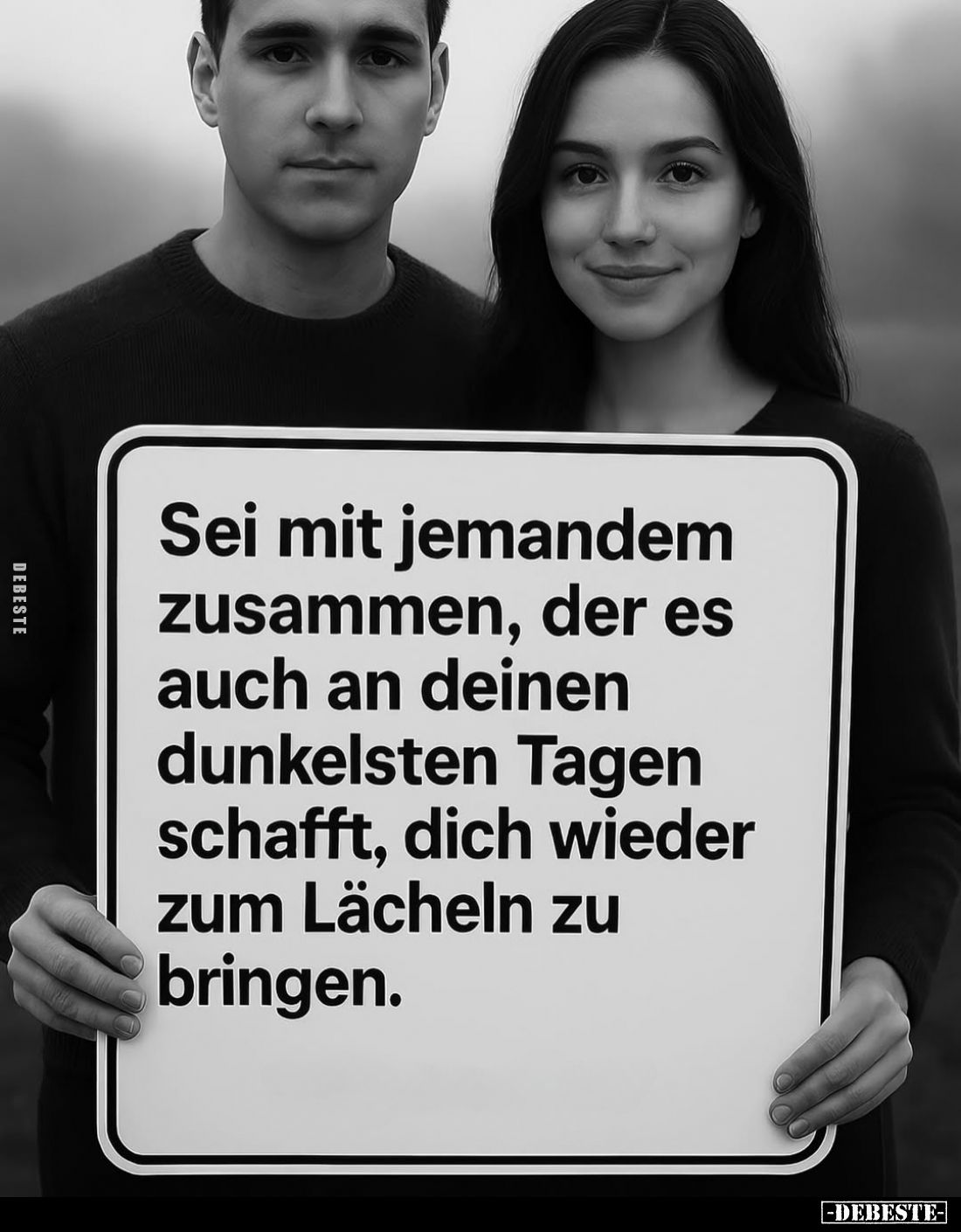 Sei mit jemandem zusammen, der es auch an deinen dunkelsten Tagen schafft, dich wieder zum Lächeln zu bringen.