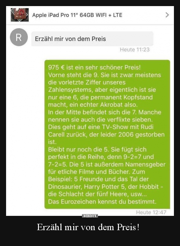 Erzähl mir von dem Preis!..