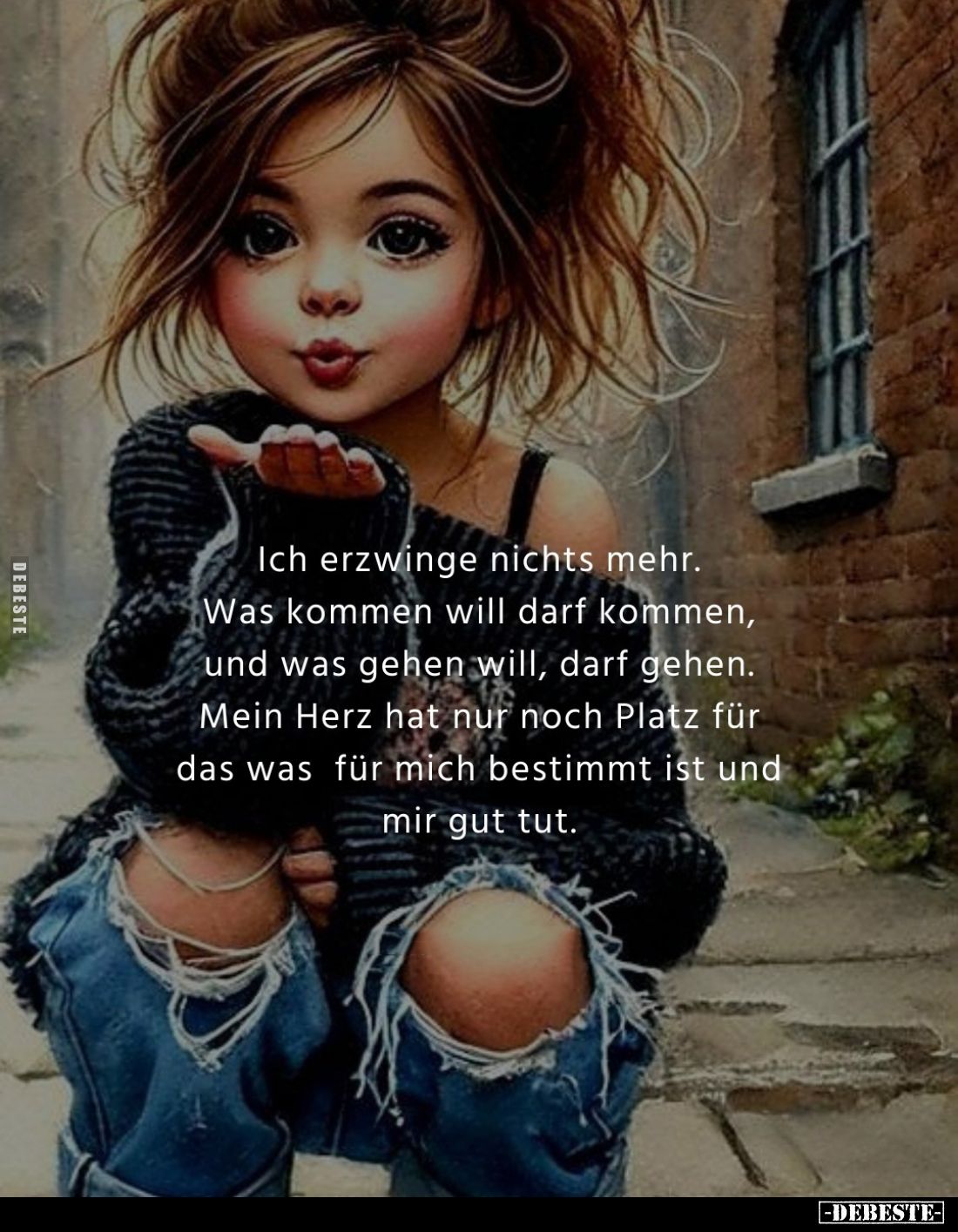 Ich erzwinge nichts mehr. Was kommen will darf kommen, und was gehen will, darf gehen. Mein Herz hat nur noch Platz für das w...