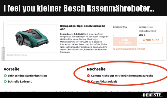 I feel you kleiner Bosch Rasenmähroboter... - Lustige Bilder | DEBESTE.de