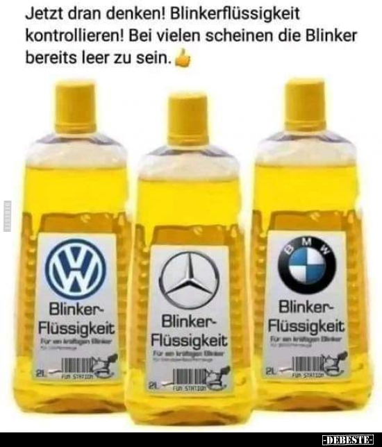 Jetzt dran denken! Blinkerflüssigkeit kontrollieren!.. - Lustige Bilder | DEBESTE.de