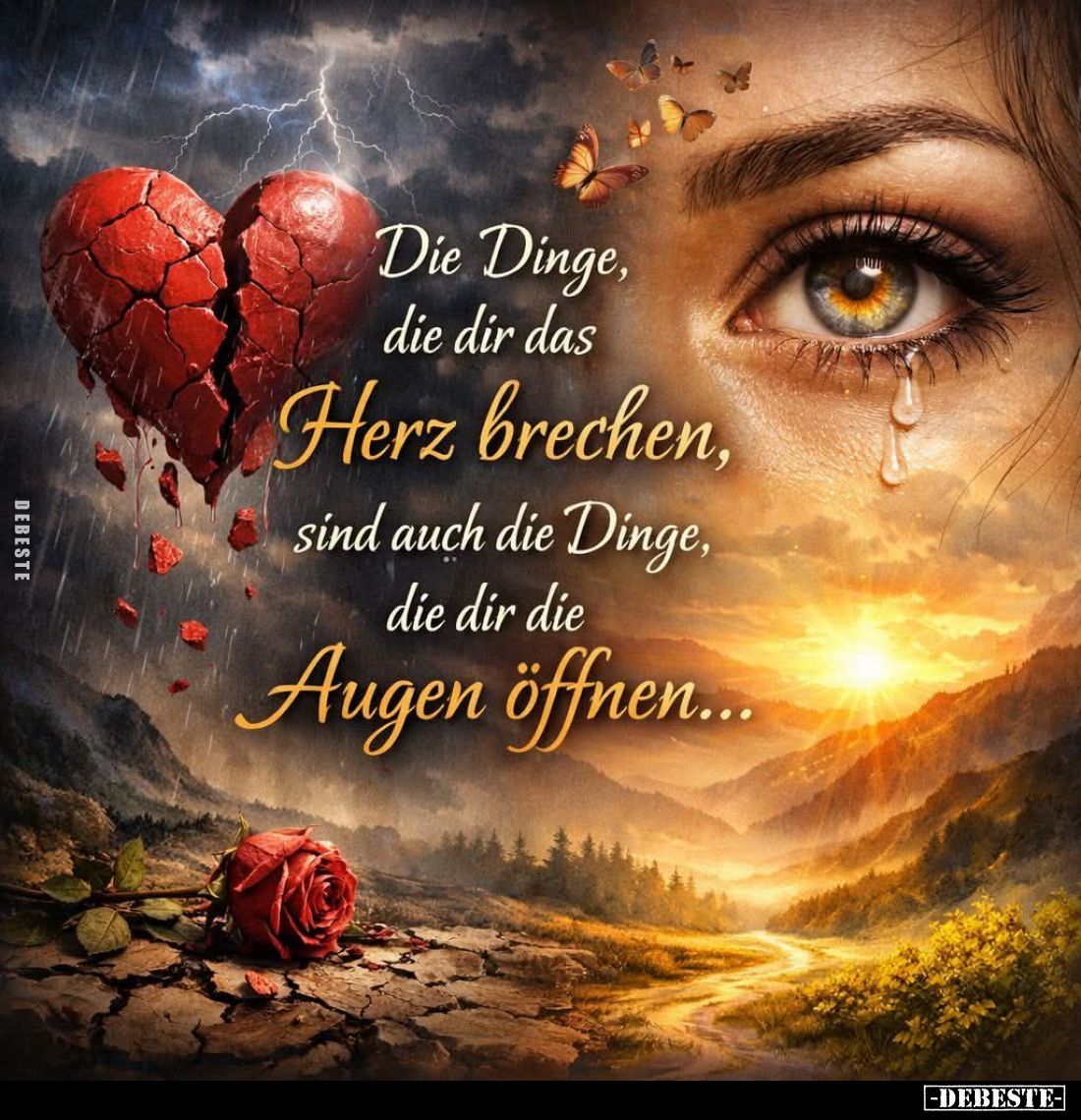 Die Dinge, die dir das Herz brechen, sind auch die Dinge, die dir die Augen öffnen...