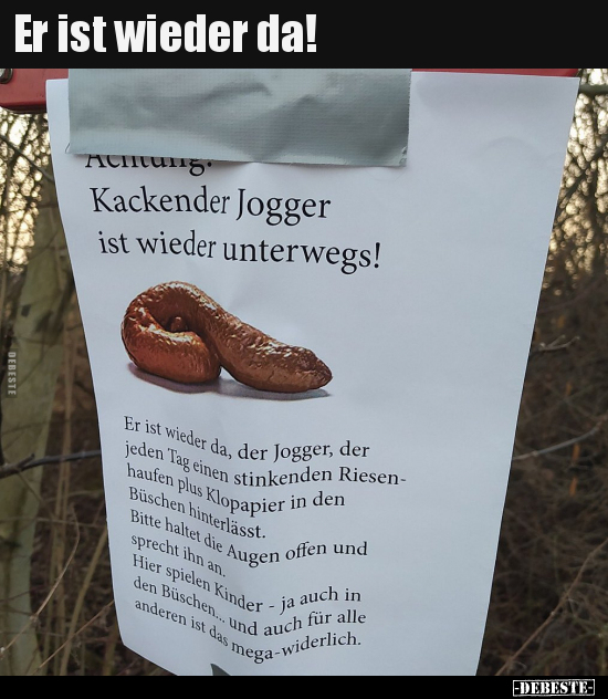 Achtung! Ka*kender Jogger ist wieder unterwegs! - Lustige Bilder | DEBESTE.de