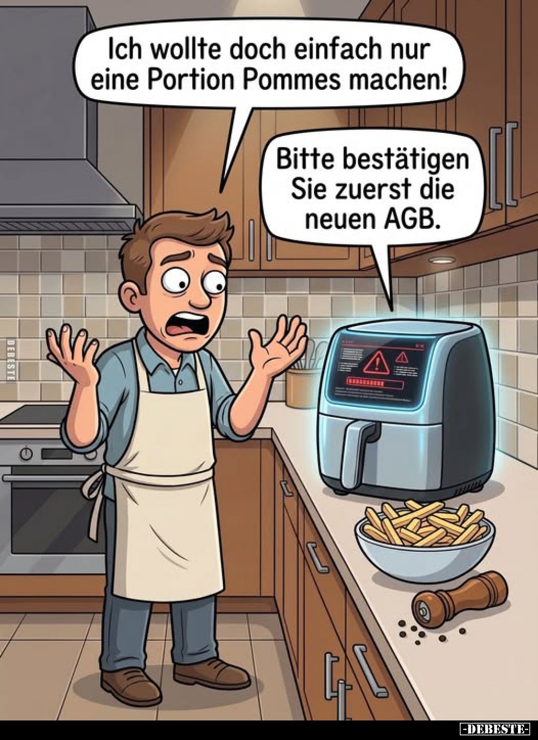 Ich wollte doch einfach nur eine Portion Pommes machen!
-
Bitte bestätigen Sie zuerst die neuen AGB.