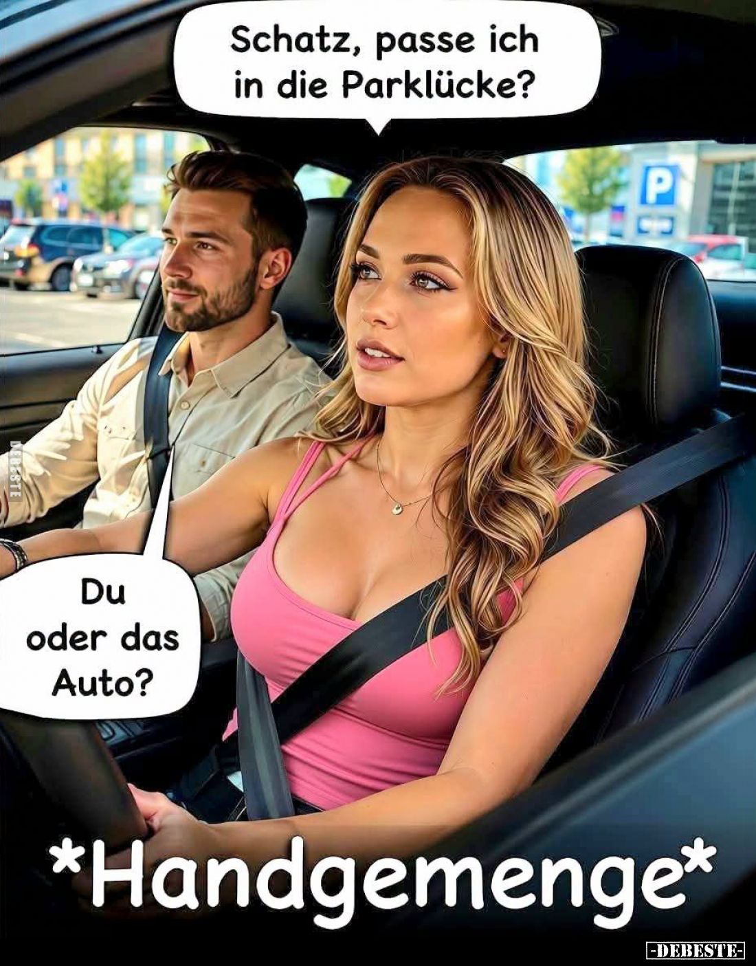 Schatz, passe ich in die Parklücke?
-
Du oder das Auto?