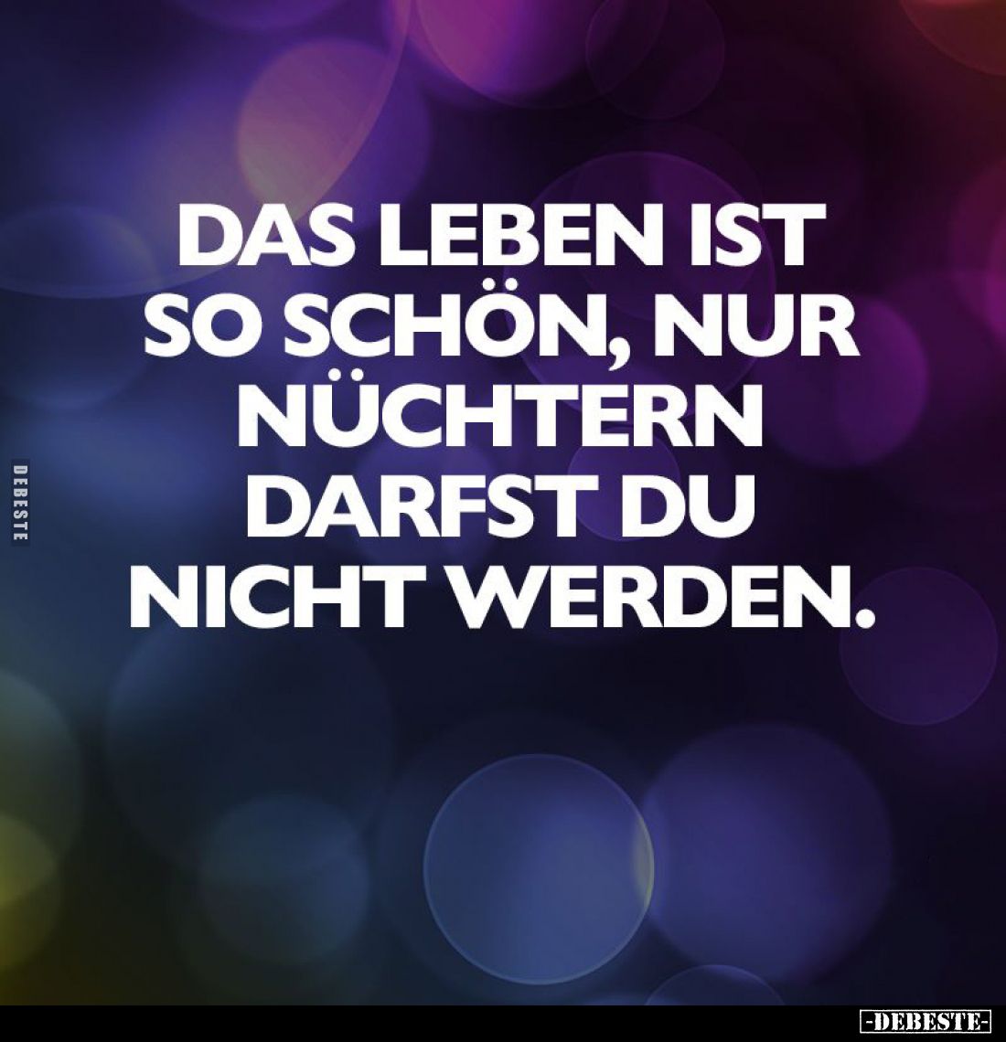 Das Leben ist so schön, nur nüchtern darfst du nicht werden.