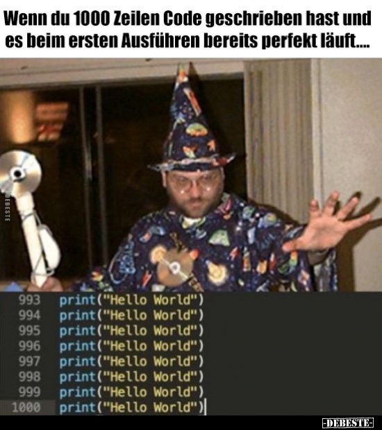 Wenn du 1000 Zeilen Code geschrieben hast und es beim.. - Lustige Bilder | DEBESTE.de
