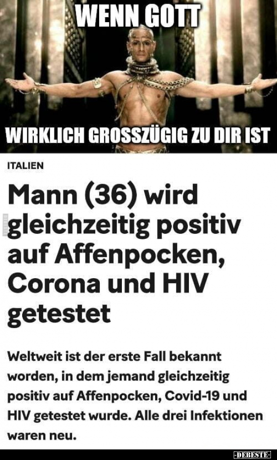 Mann (36) wird gleichzeitig positiv auf Affenpocken, Corona.. - Lustige Bilder | DEBESTE.de