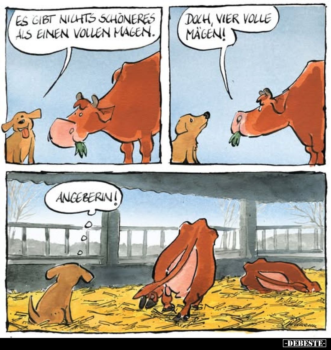 Es gibt nichts schöneres als einen vollen Magen.
Doch, vier volle Magen!
Angeberin!