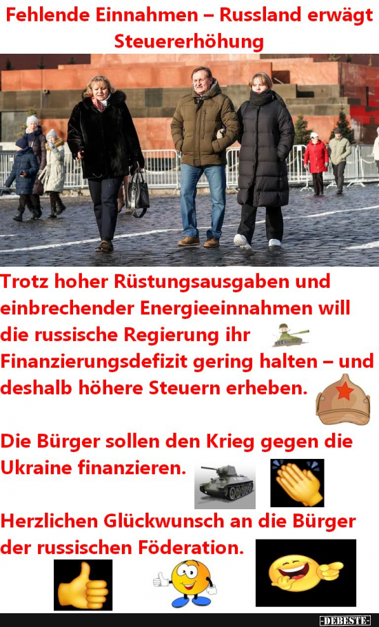 Putin öässt seine Bürger den verlorenen Krieg bezahlen! - Lustige Bilder | DEBESTE.de
