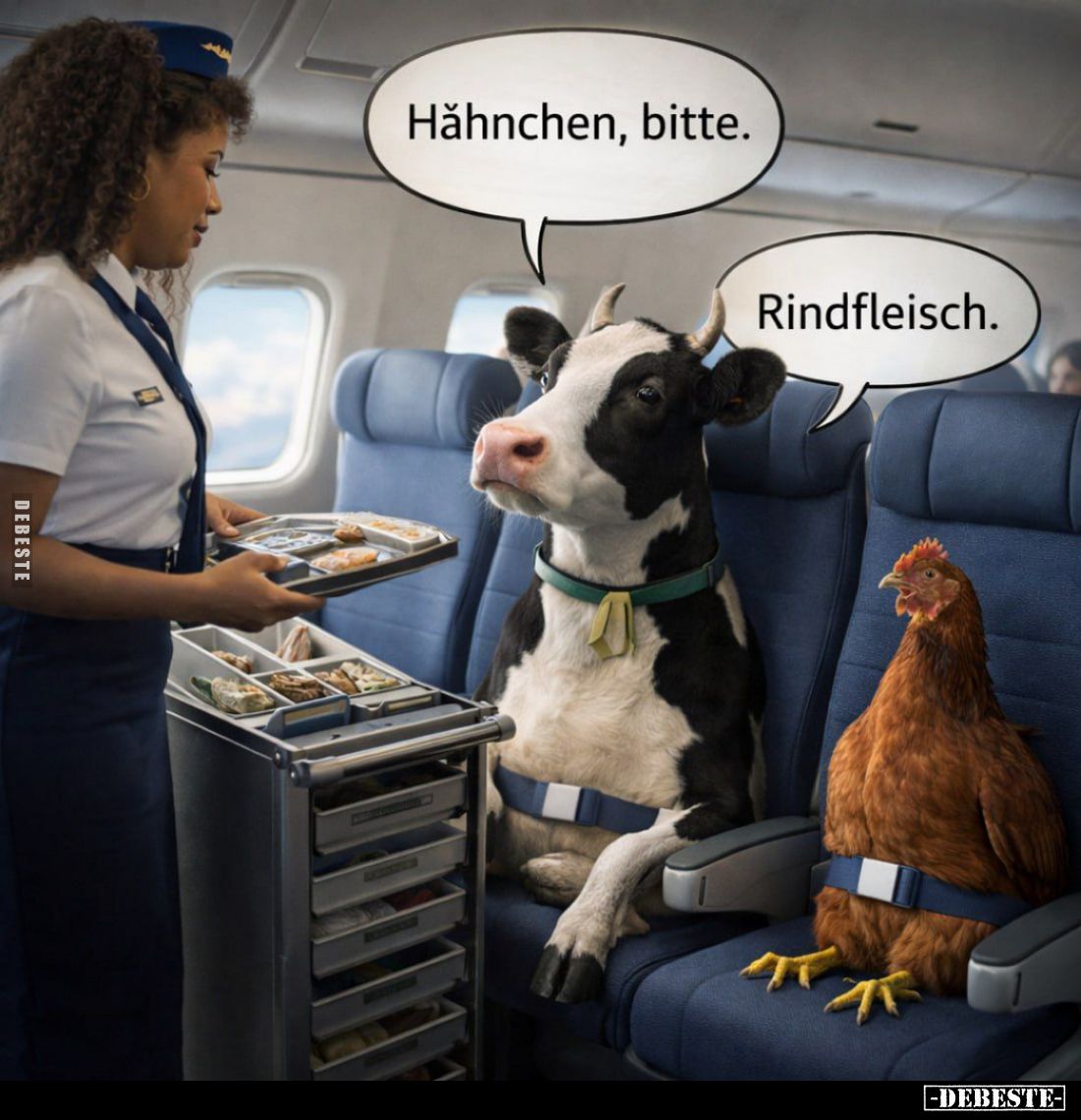 Hähnchen, bitte. -
Rindfleisch.