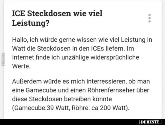 ICE Steckdosen wie viel Leistung?