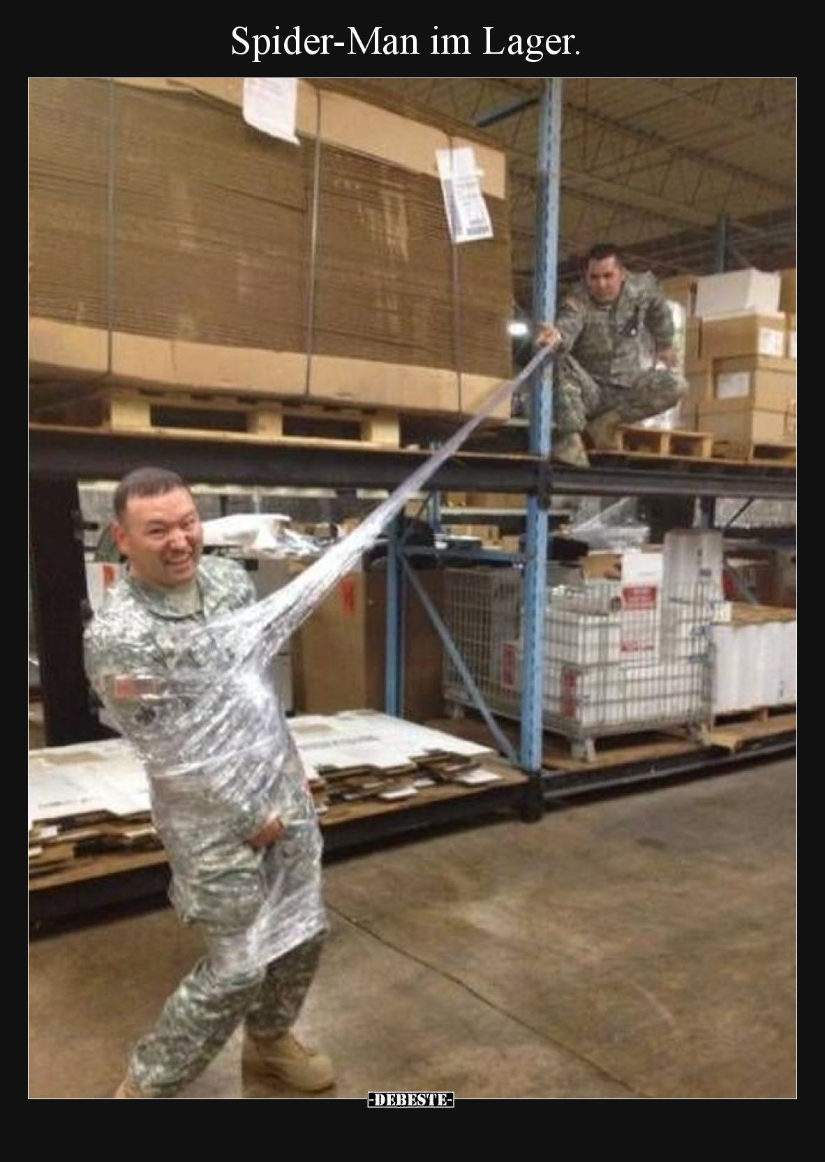 Spider-Man im Lager.
