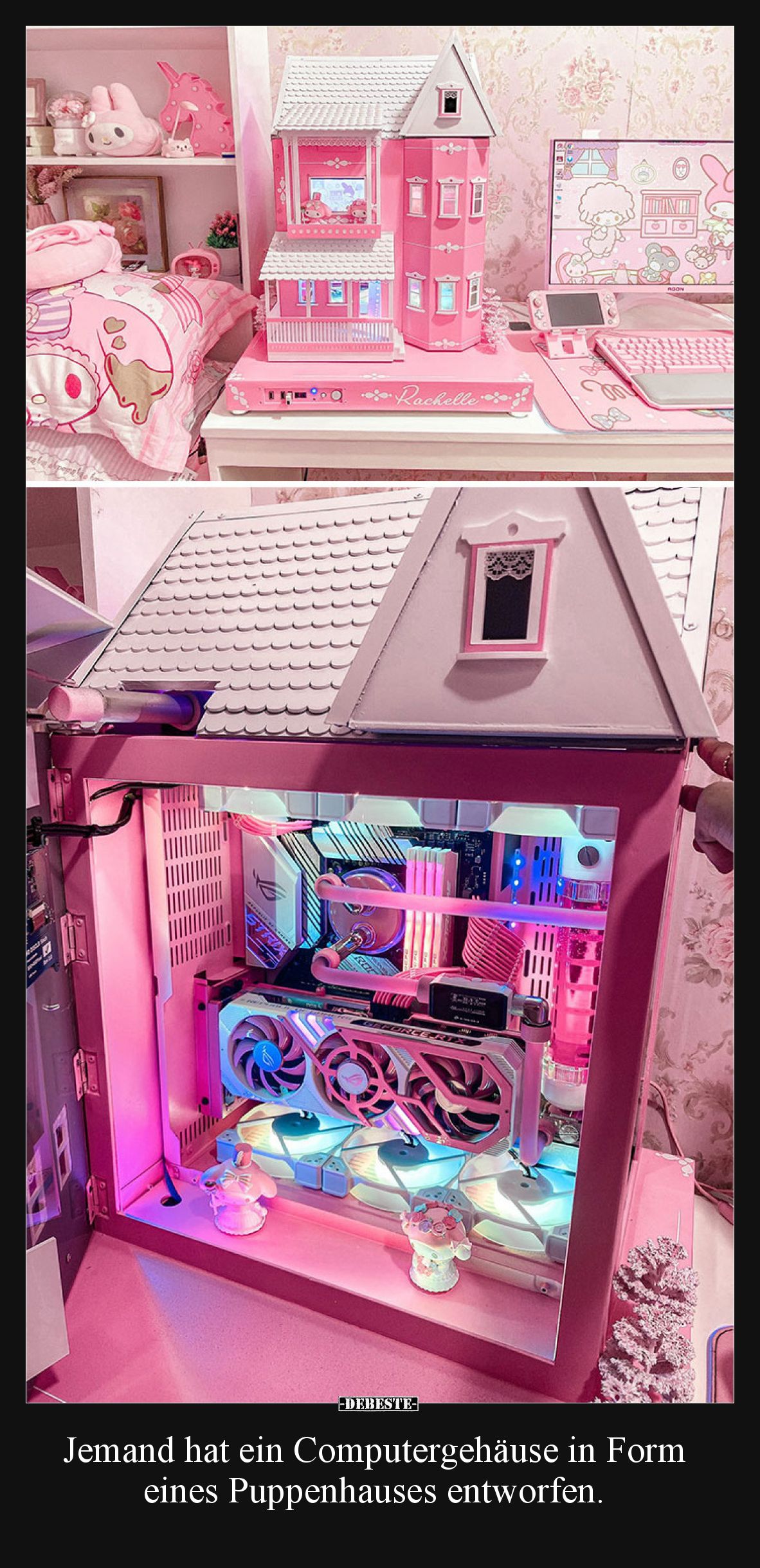 Jemand hat ein Computergehäuse in Form eines Puppenhauses entworfen.